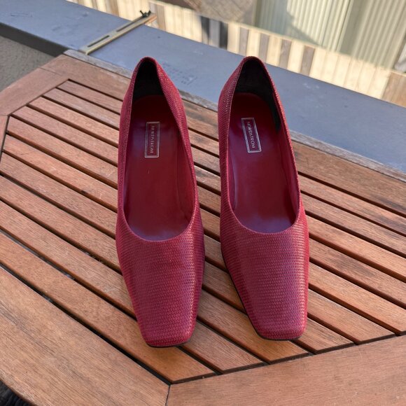 Nordstrom Shoes - Nordstrom Red Textured Square Toe Heels NWOB Size 9W